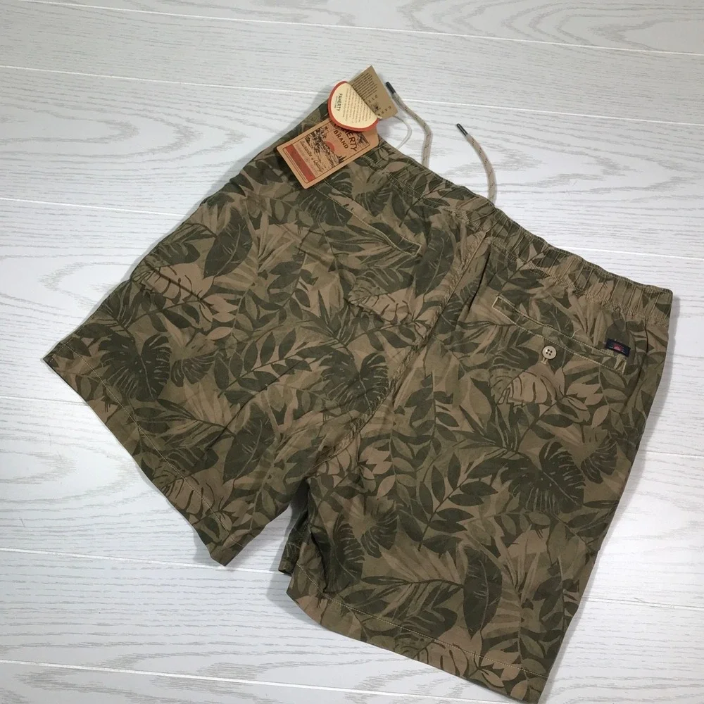 Faherty Organic Cotton Shorts Men XXL Floral Garment Dyed Elastic Drawstring New